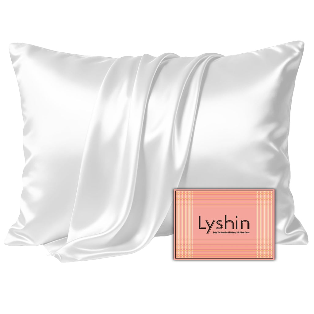 LYSHIN Black Silk Pillowcase Queen Size with Hidden Zipper
