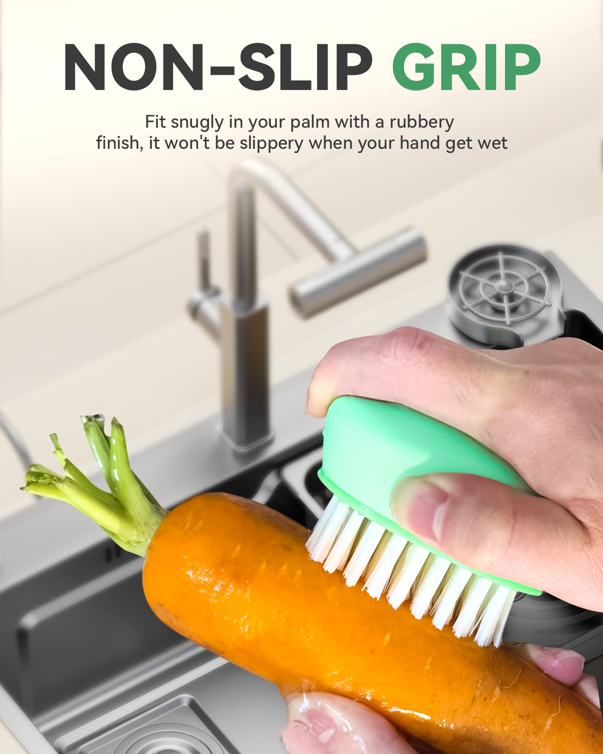SXhyf Vegetable Brush Scrubber for Food, Black Stiff & White Soft Bristles