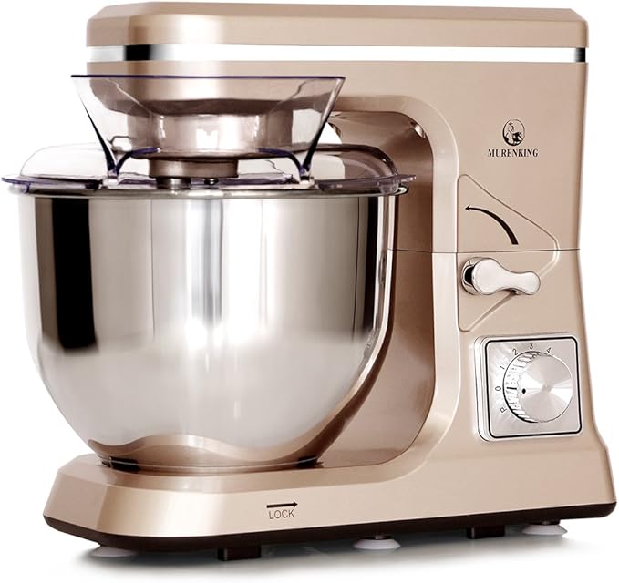 MURENKING Stand Mixer,5.3-Qt & 500W & 6+P Speed MK36 Tilt-Head Kitchen Electric Food Mixers Home Baking Dough Machine with Accessories (Champagne)