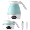 AUCOO Collapsible Travel Kettle, 700mL Small Electric Kettles for Boiling Water, 850W Portable Foldable Kettle with Digital Temperature, 110-220V Dual Voltage, BPA-Free Silicone for Tea & Coffee