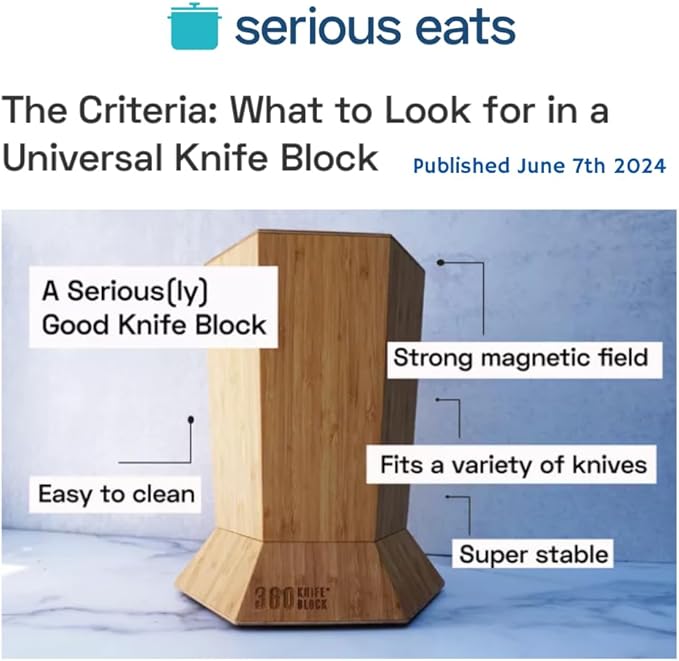 The 360KB ™ (Black) magnetic rotating knife block - handmade in Washington - shortest member of the 360 Knife Block ® family