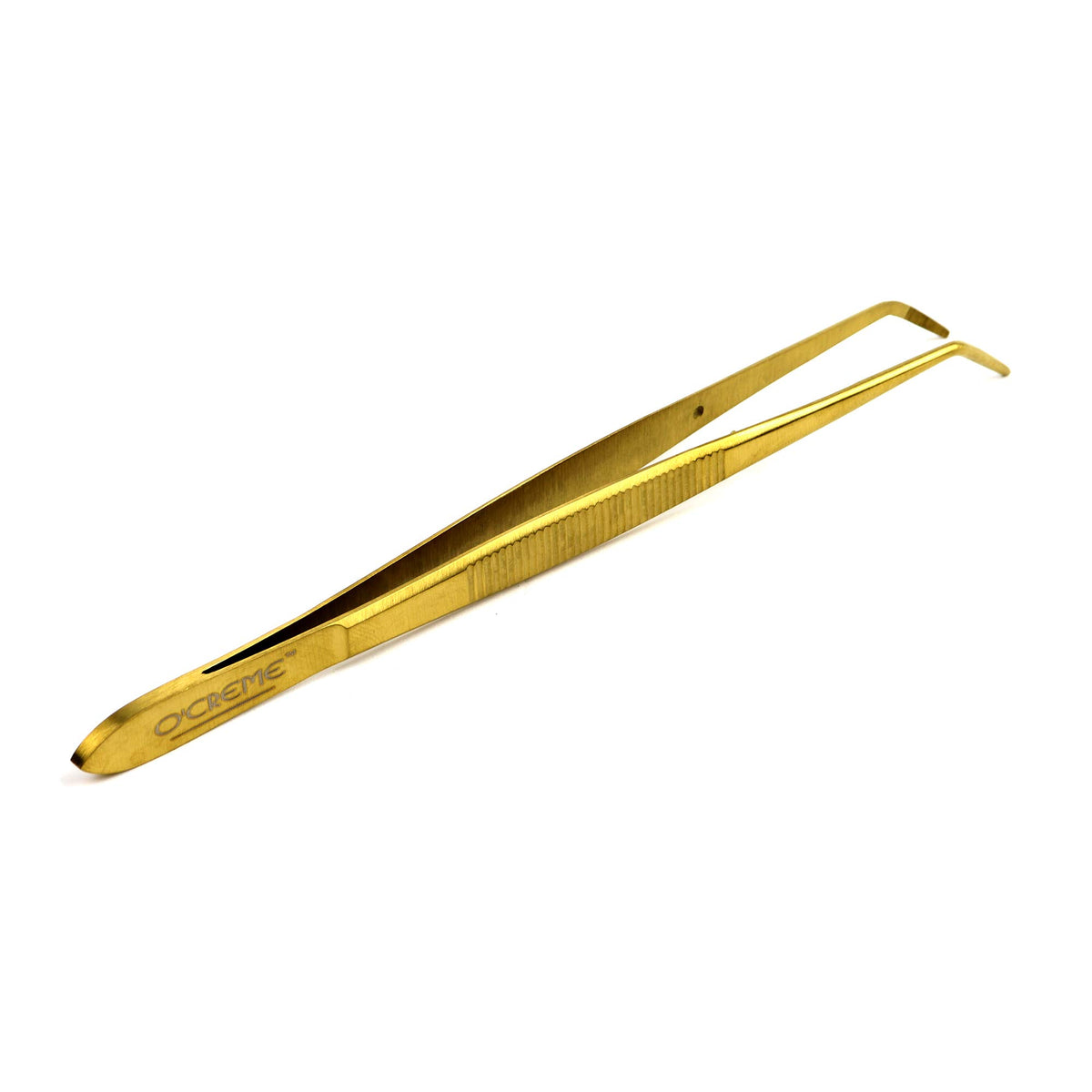 O'Creme Curved Tweezers 6.25 Inch Fine-Point Stainless Steel, Black