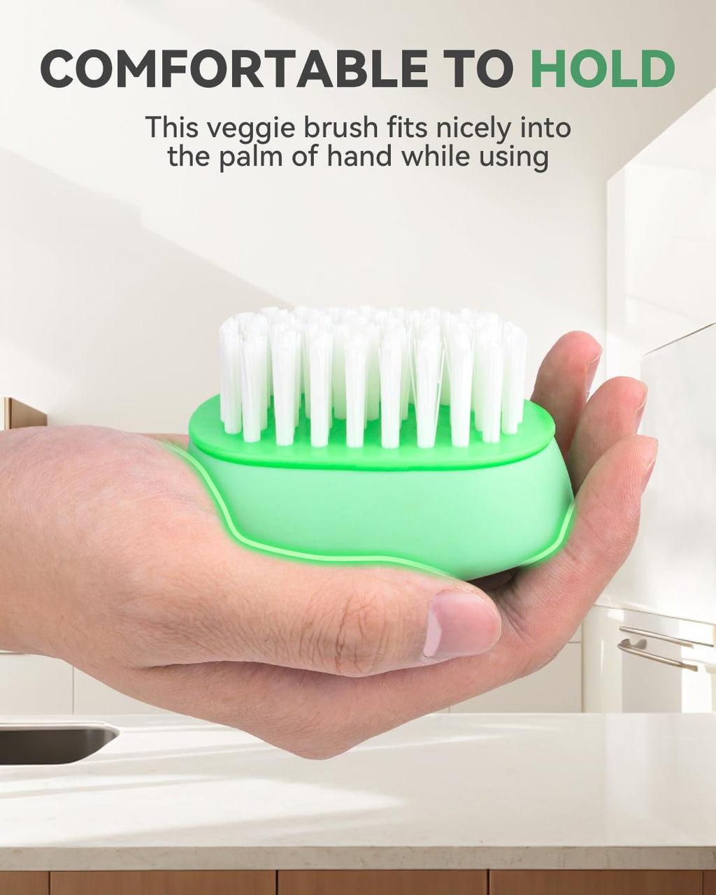 SXhyf Vegetable Brush Scrubber for Food, Black Stiff & White Soft Bristles
