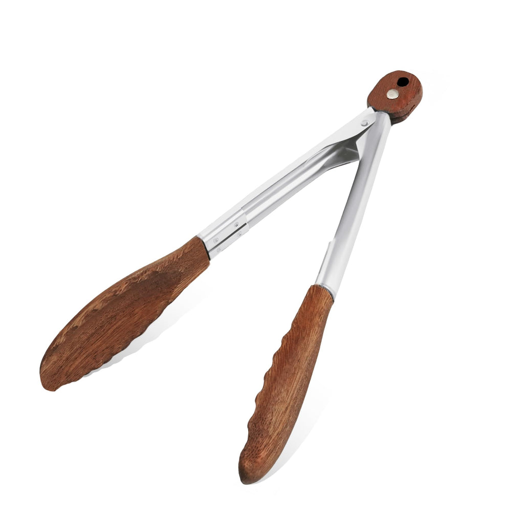Wooden Cooking Tongs, 12 Inch Walnut Tips Heat Resistant Grilling