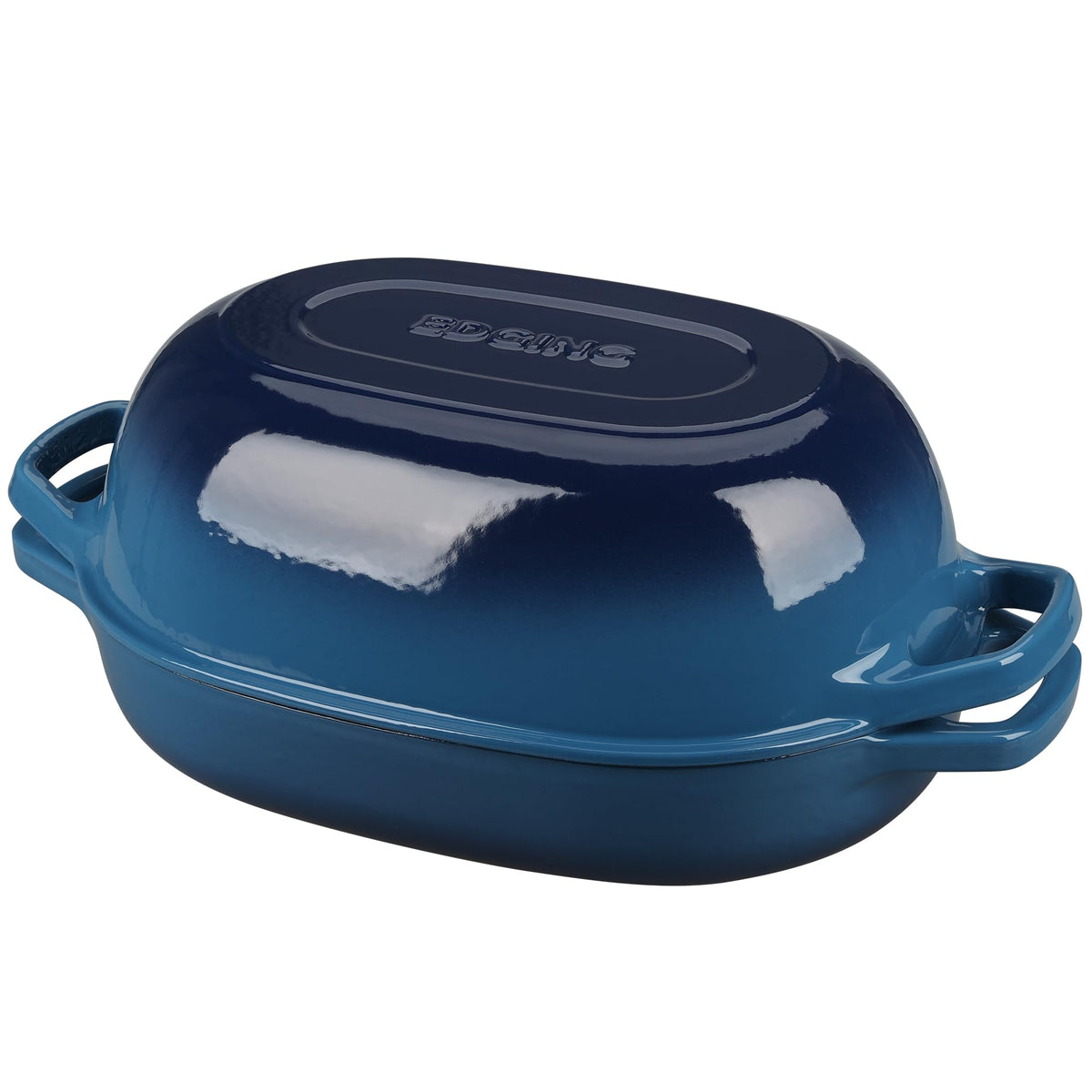 EDGING CASTING Enameled Cast Iron Oval Dutch Oven Pot with Lid, Dutch Oven for Sourdough Bread Baking, Bread Oven, Bread Dutch Oven, Oval Bread Pan, 5qt, Lake Blue