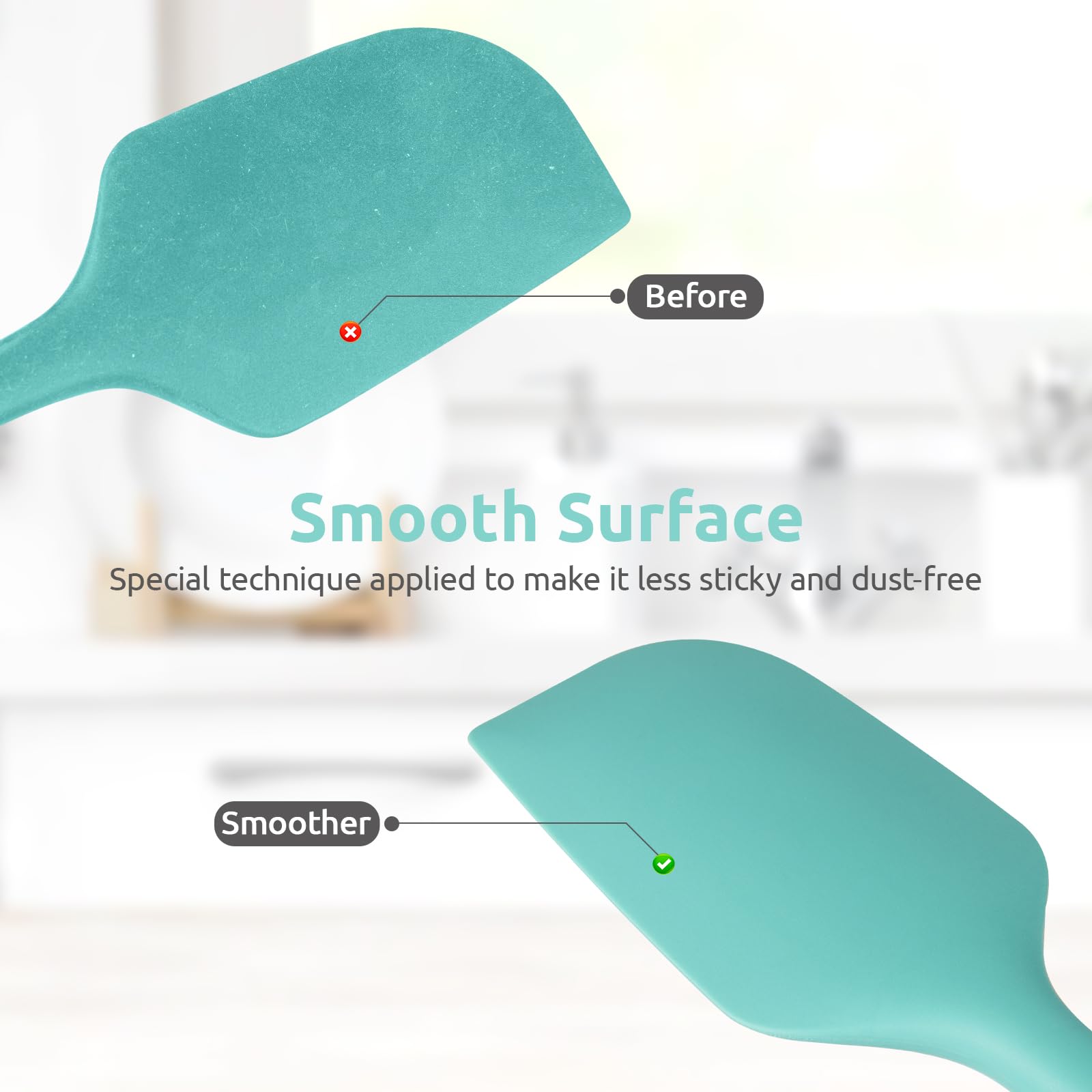 U-Taste 14in Extra Large Silicone Spatula, 480°F Heat Resistant, Aqua Sky