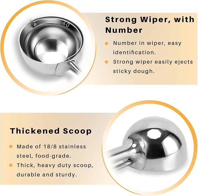 Fayomir Cookie Scoop Set - Small/1 Tbsp, Medium/2 Tbsp, Large/3 Tbsp - Cookie Dough Scoop, Cookie Scoops for Baking Set of 3, Heavy-Duty 18/8 Stainless Steel Melon Baller Scoop Ice Cream Scoop