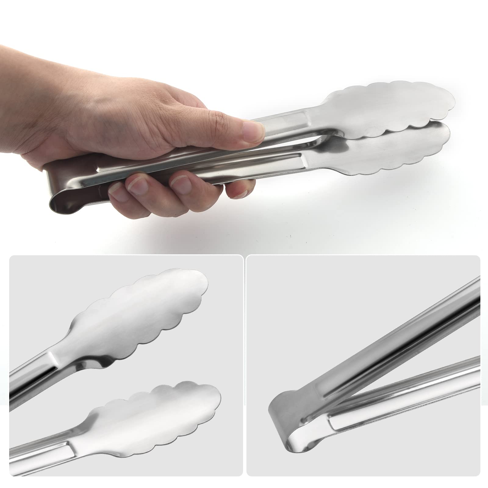 Serving Tongs,Buffet Tongs, ACAUTO Stainless Steel Food Tong Serving Tong Small Serving Tongs Stainless Steel Mini Appetizer Tongs, Set of 6 (7 Inch)