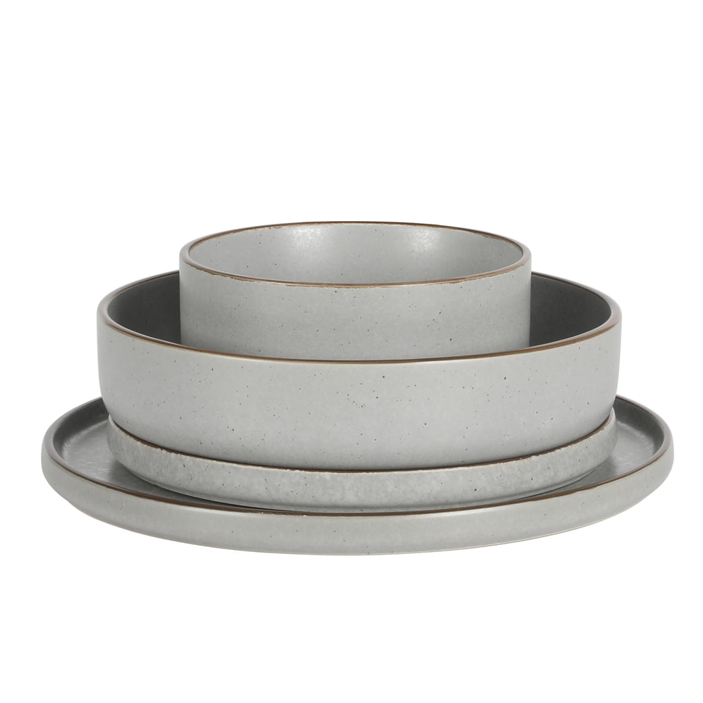 Gibson Elite Gelston Stoneware Matte Reactive Glaze 16 Piece (Service for 4) Plates and Bowl Dinnerware Set - Grey