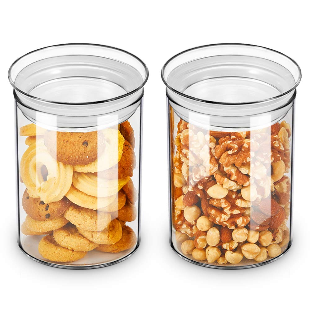 ZENS Glass Jars with Airtight Lid Set of 2, 37oz Kitchen Storage Jars