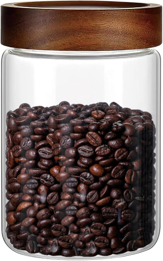 28 Fl oz/850ml Glass Jars, Glass Canister with Airtight Screw on Wooden Lid