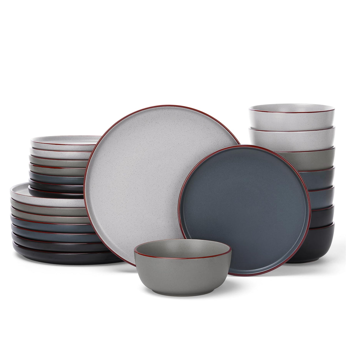 Famiware Mercury 12-Piece Stoneware Dinnerware Set, Multi-color