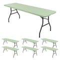 REWOMC 6 Pack Stretch Table Top Cap Cover, Sage Green, 30" x 96"