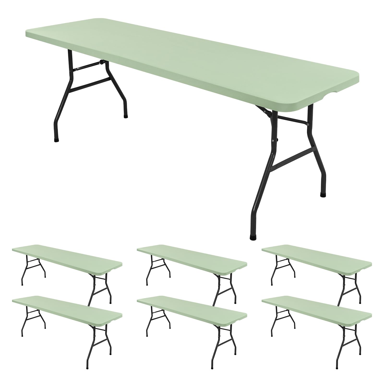 REWOMC 6 Pack Stretch Table Top Cap Cover, Sage Green, 30" x 96"