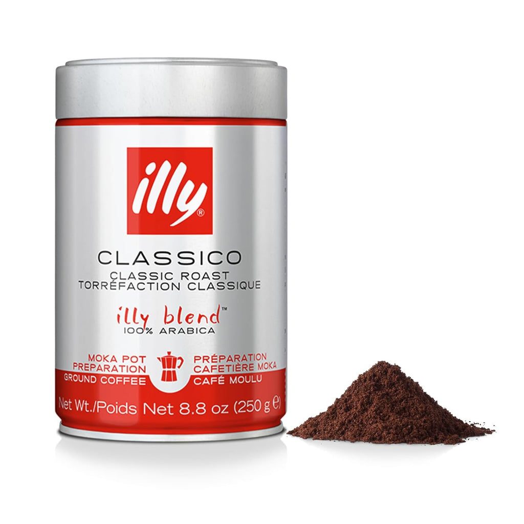 illy Intenso Ground Espresso Coffee, Intense, Robust and Full Flavored With Notes of Deep Cocoa, 100% Arabica Coffee, No Preservatives