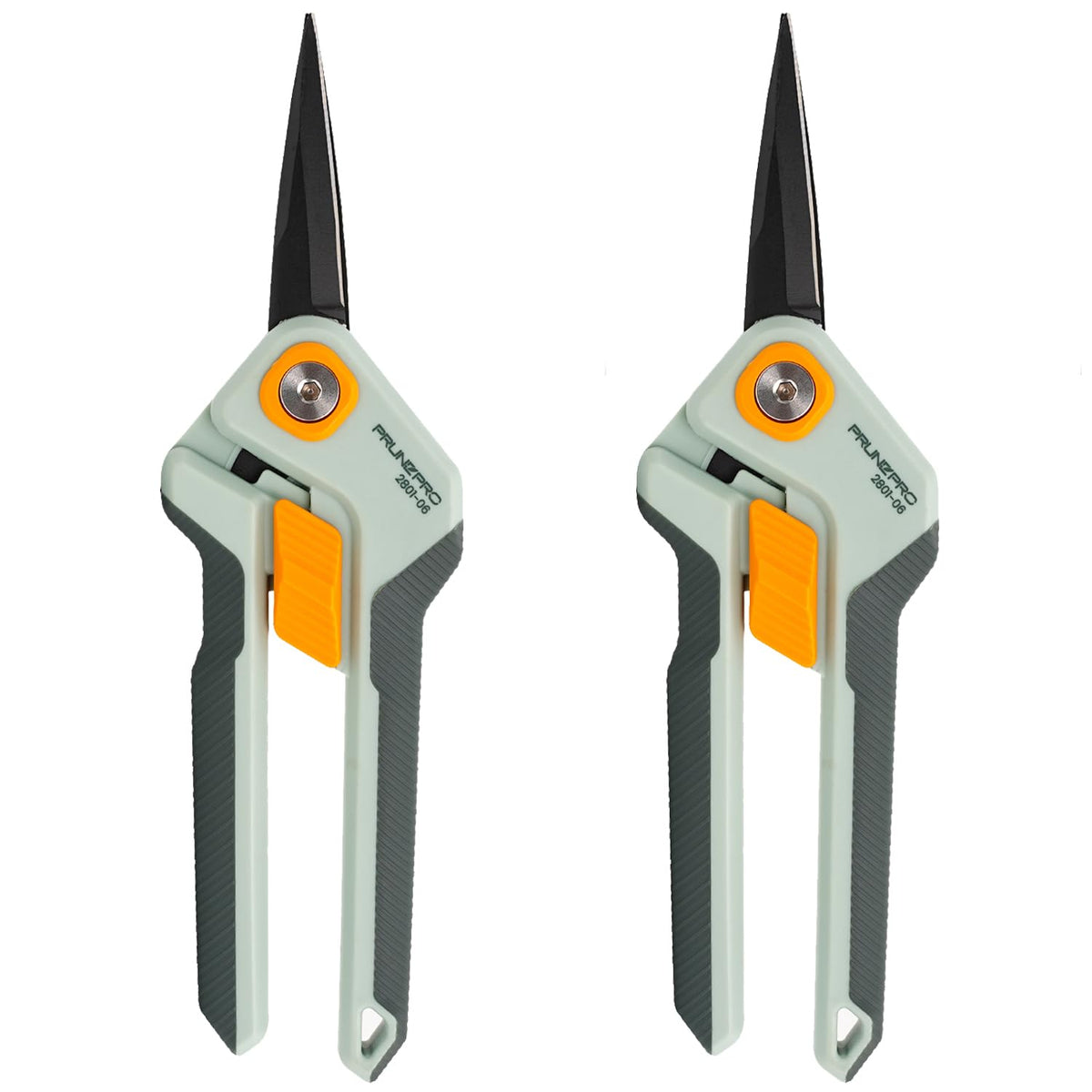 PrunePro Garden Scissors Pruning Shears Sharp Stainless Steel Non-Stick Teflon Coating Blade for Precise Cuts Garden Snip Bonsai Clippers for Plants Rose Flower Orange 2 Pack