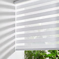 Persilux Zebra Blinds for Windows, Cordless Roller Shades Window Treatments (21" W x 64" H, White) Light Filtering Dual Layer Roller Window Shades Light Filtering Sheer Shades for Home and Office