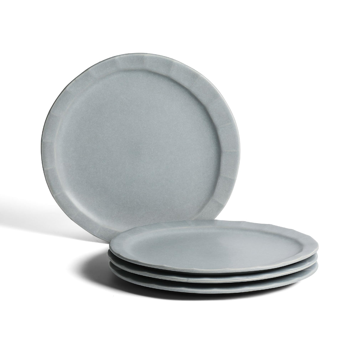 Stone Lain Oasis Stoneware Plate Dish Set, 4-Piece Dinner Plates - Ceramic Serving Dishes for 4 People - Microwave & Dishwasher Safe, White