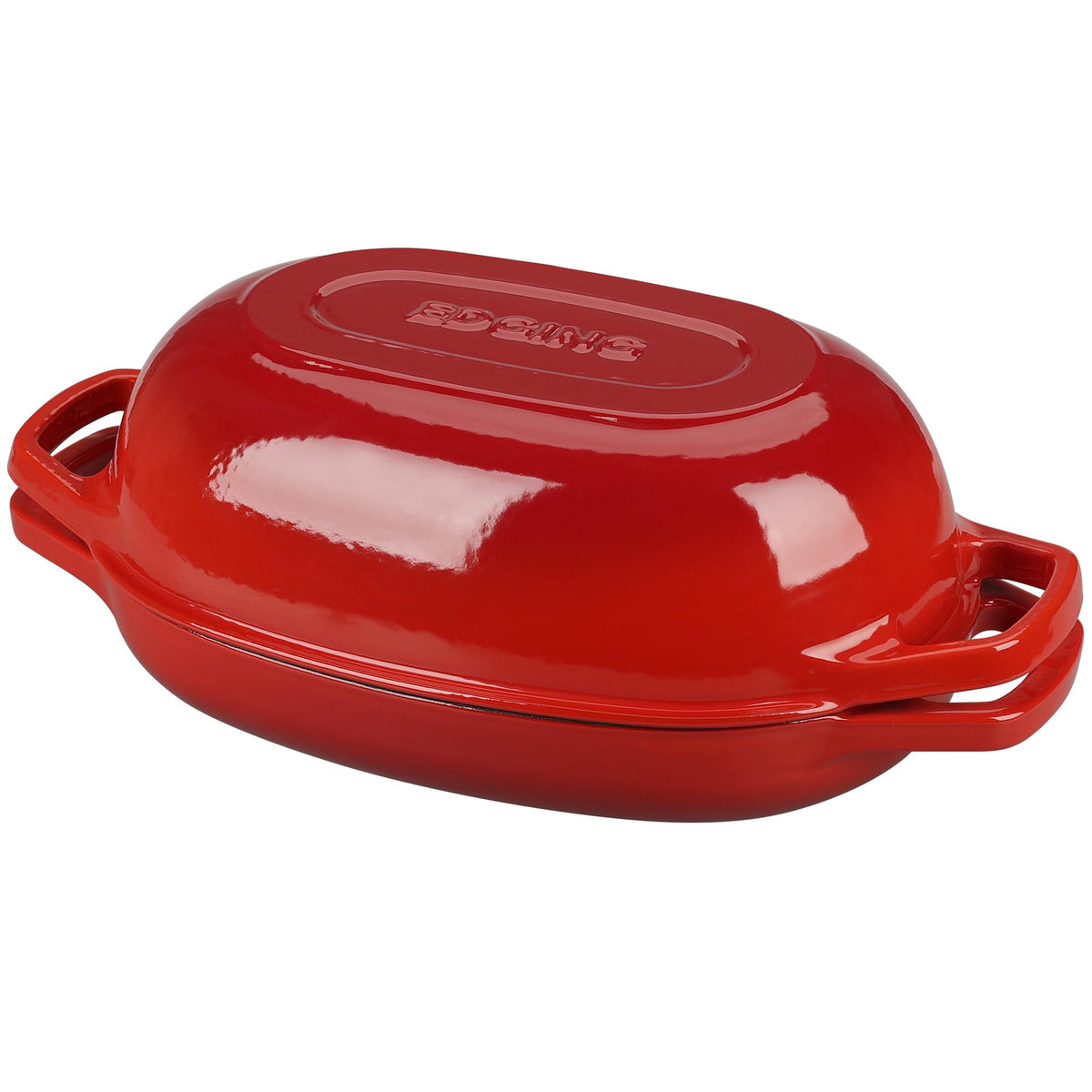 EDGING CASTING Enameled Cast Iron Oval Dutch Oven Pot with Lid, Dutch Oven for Sourdough Bread Baking, Bread Oven, Bread Dutch Oven, Oval Bread Pan, 5qt, Lake Blue