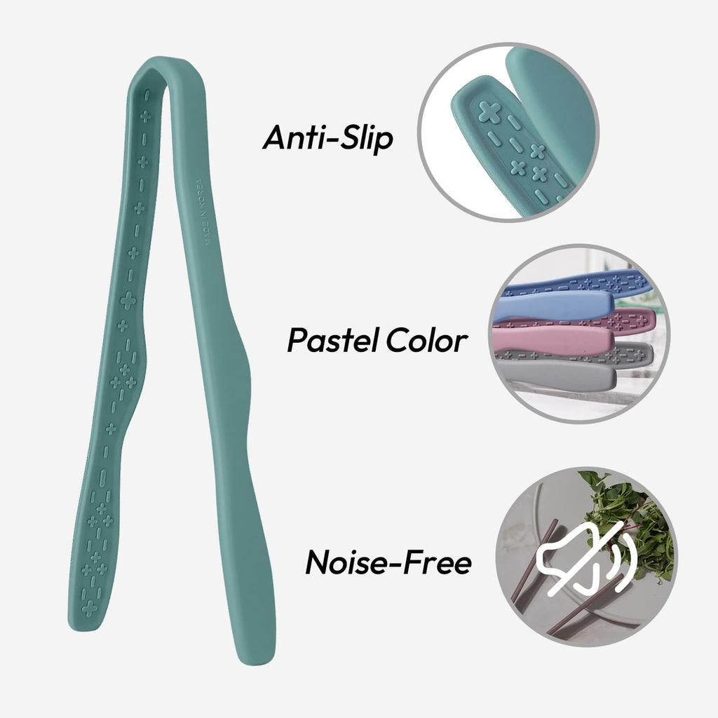 Carrotez Mini Silicone Toaster Tongs, 7 inches, 1 Pack, Green