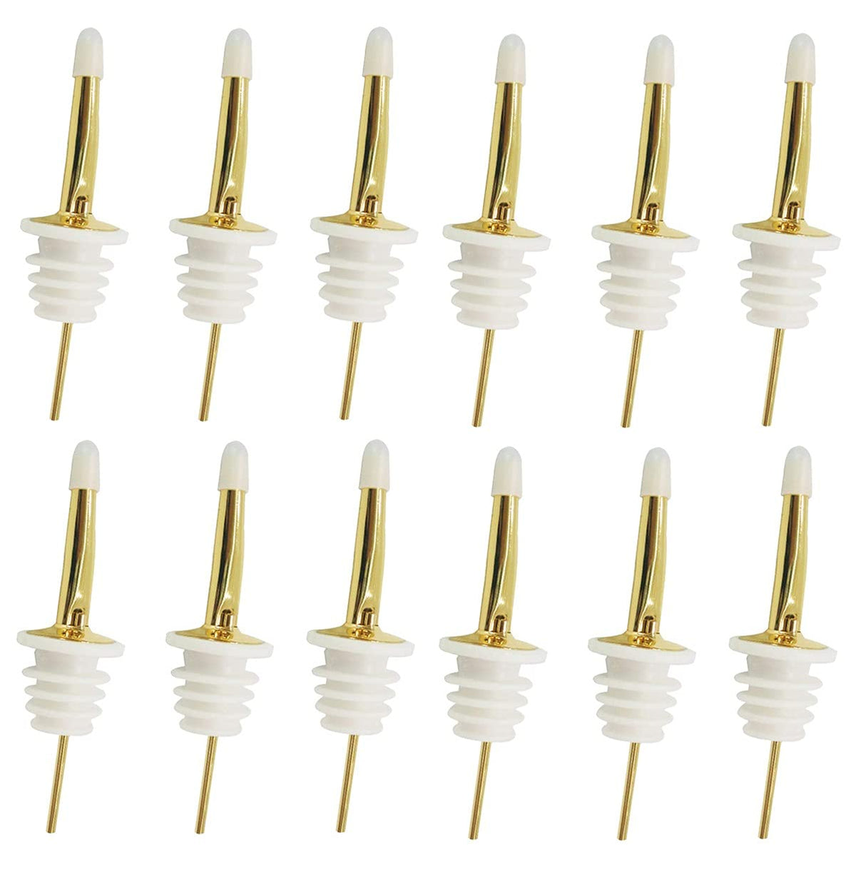 12 Pack Liquor Pour Spouts Set - Stainless Steel bottle spout and Liquor Pourers Dust Caps Covers