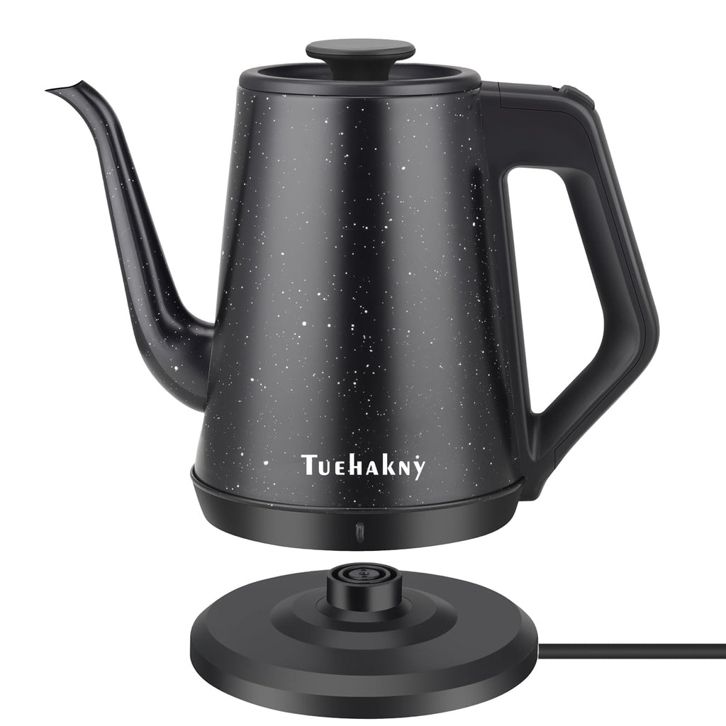 Tuehakny Gooseneck Electric Kettle 1L, 1000W Stainless Steel, Black