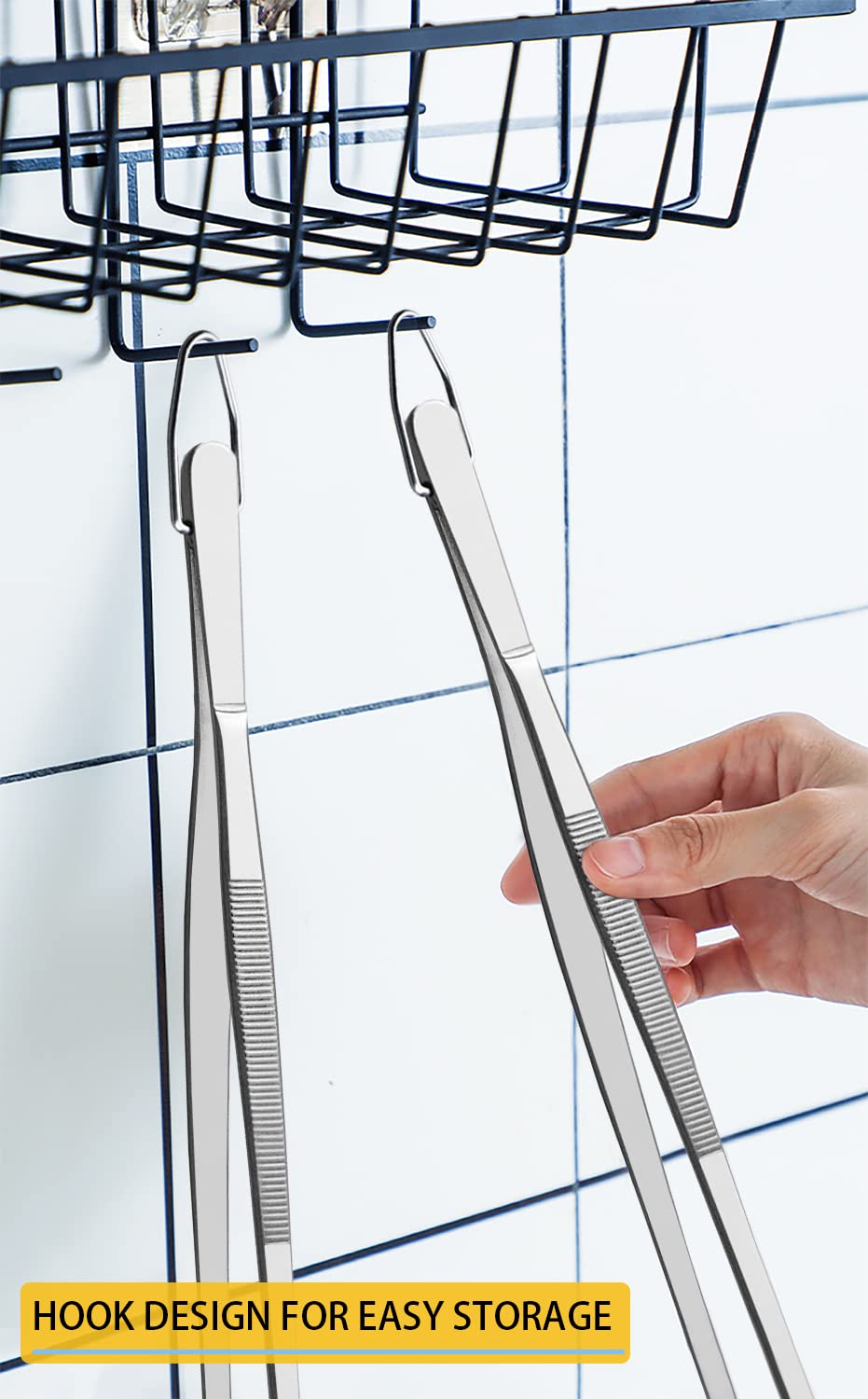 JETKONG 2 Pieces Extra-Long Tweezer Tongs 12-Inch Stainless Steel Tweezers Chef Tweezers