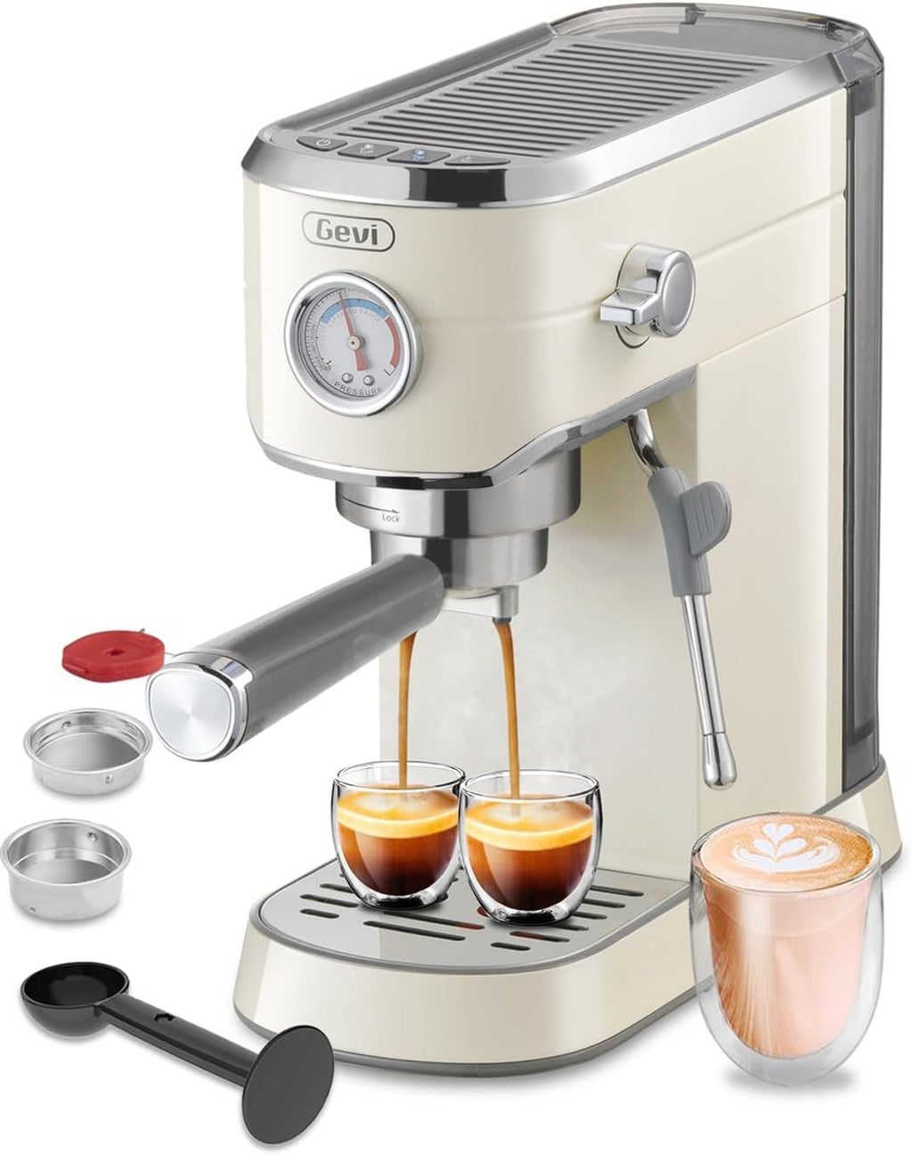 Gevi 20 Bar Compact Espresso Machine for Home,Latte、Cappuccino Coffee Maker