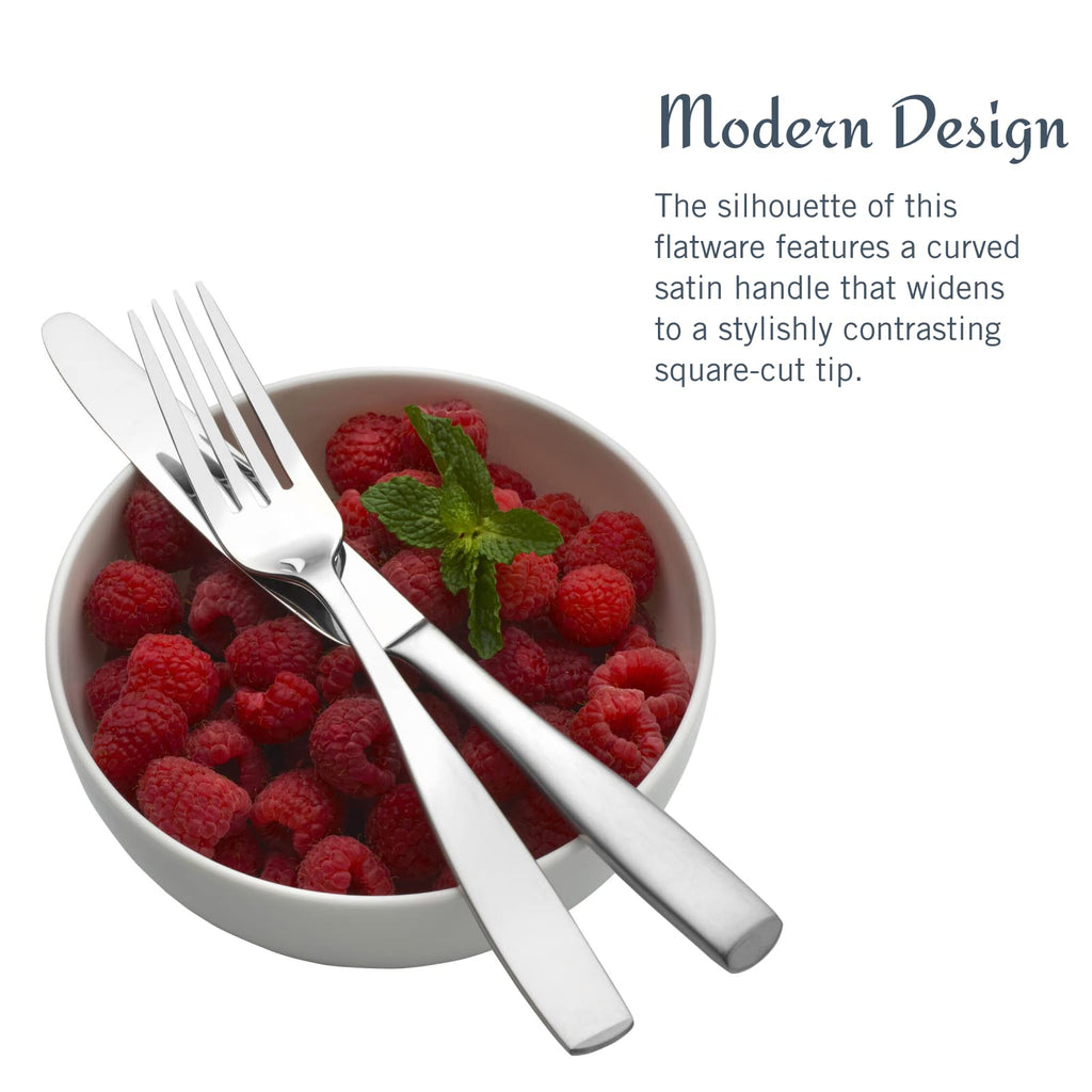 Mikasa Satin Loft 65-Piece Flatware Set, Service for 12, 18/10 Stainless Steel Silverware with Satin Finish, Includes Serving Utensils, Dishwasher Safe