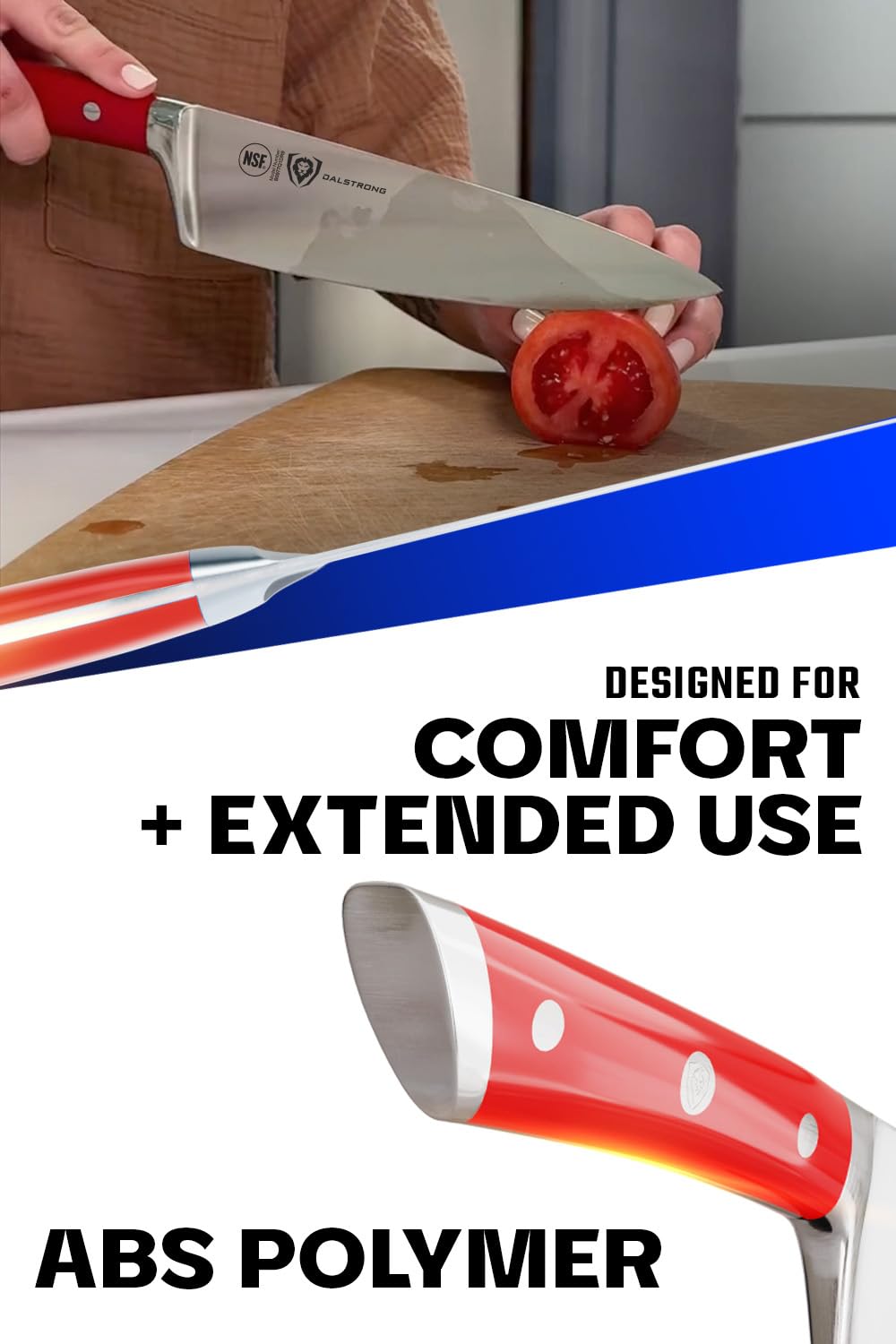 Dalstrong Chef Knife - 8 inch Blade - Gladiator Series - Forged High Carbon German Steel - Razor Sharp Kitchen Knife - Professional Full Tang Knives - Crimson Red Handle ABS - Sheath - NSF Certified