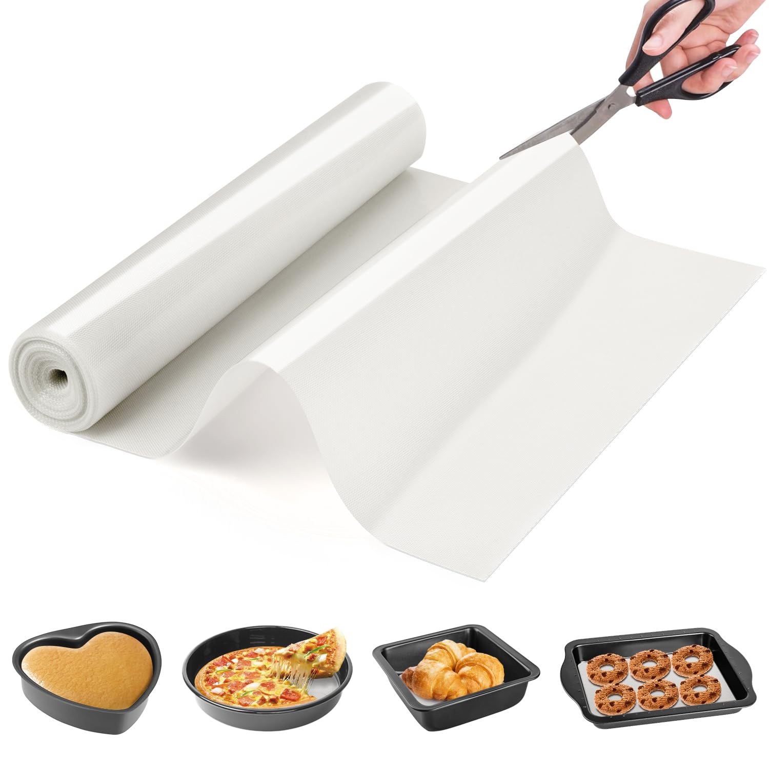 Silicone Baking Mat Roll-Customizable Silicone Mat for Baking- Heat Resistant Silicone Macaron Baking Mat for Cookie Bread Pizza, Reusable& Dishwasher Safe