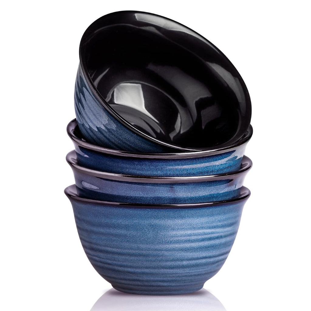 HASENSE Soup Bowls for Kitchen, 40 Ounce Large Cereal Bowls, 7 Inch Ceramic Serving Bowls for Salad Pasta Soup Popcorn, Dishwasher & Microwave Safe, Set of 4(Blue)