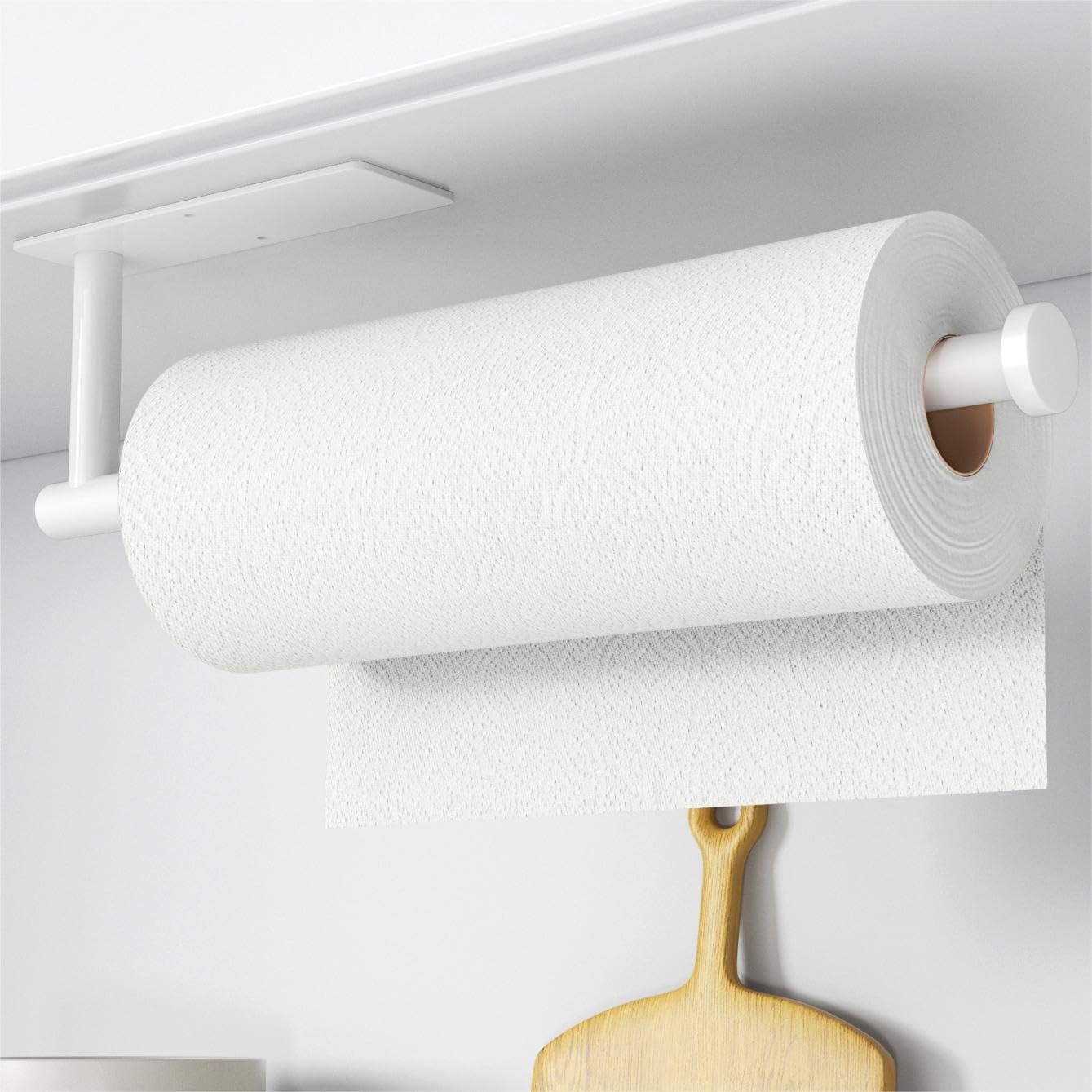 Paper Towel Holder,Self-Adhesive or Drilling， White, 1 Pack