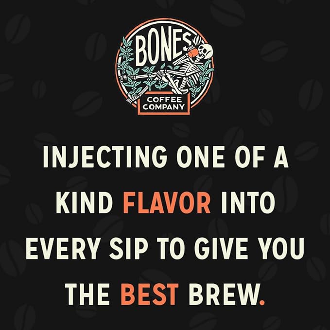 Bones Coffee Company Berry Chocolate Stardust, Berries and White Chocolate Flavored Coffee, Medium Roast Low Acid Arabica Beans For Auto drip and French Press Coffee Maker, 12 Oz Whole Bean