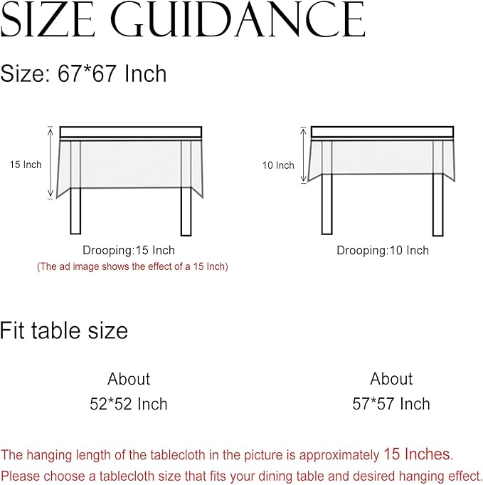 ISAENNE Designer French Red Square Tablecloth,Fall Linen Table Cloth with Cashew Pattern,Stain Proof Decor Tablecloths for Dining Thanksgiving Kitchen Christmas,67"*67"-Chauffrey D