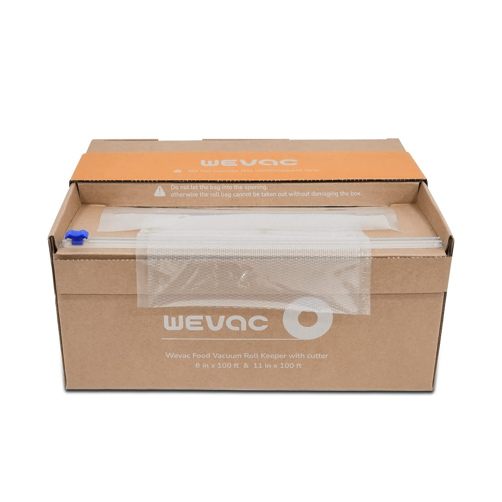 Wevac Vacuum Sealer Bags for Food, 8"x100' & 11"x100' Rolls with Cutter Box