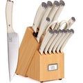 WANGMAZI 15-Pcs Knife Block Set, High Carbon Steel