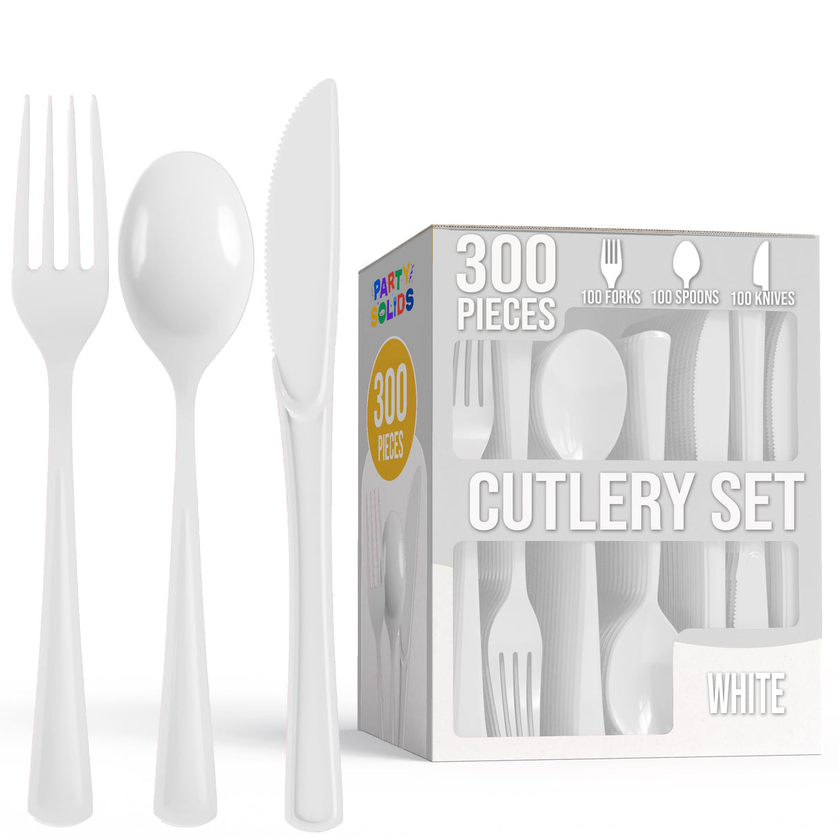 Party Solids Dark Blue Plastic Silverware 300 Pcs Dark Blue Cutlery Set