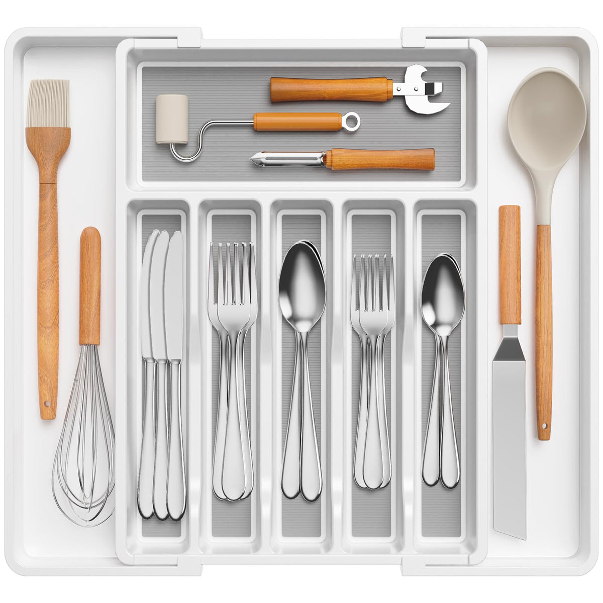 Lifewit Extra Large Silverware Drawer Organizer, Expandable Utensil Tray