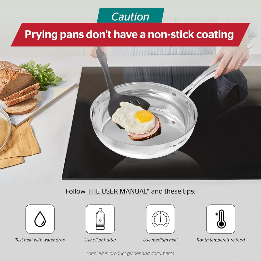 Sunhouse 10 Inch Stainless Steel Frying Pan Skillet