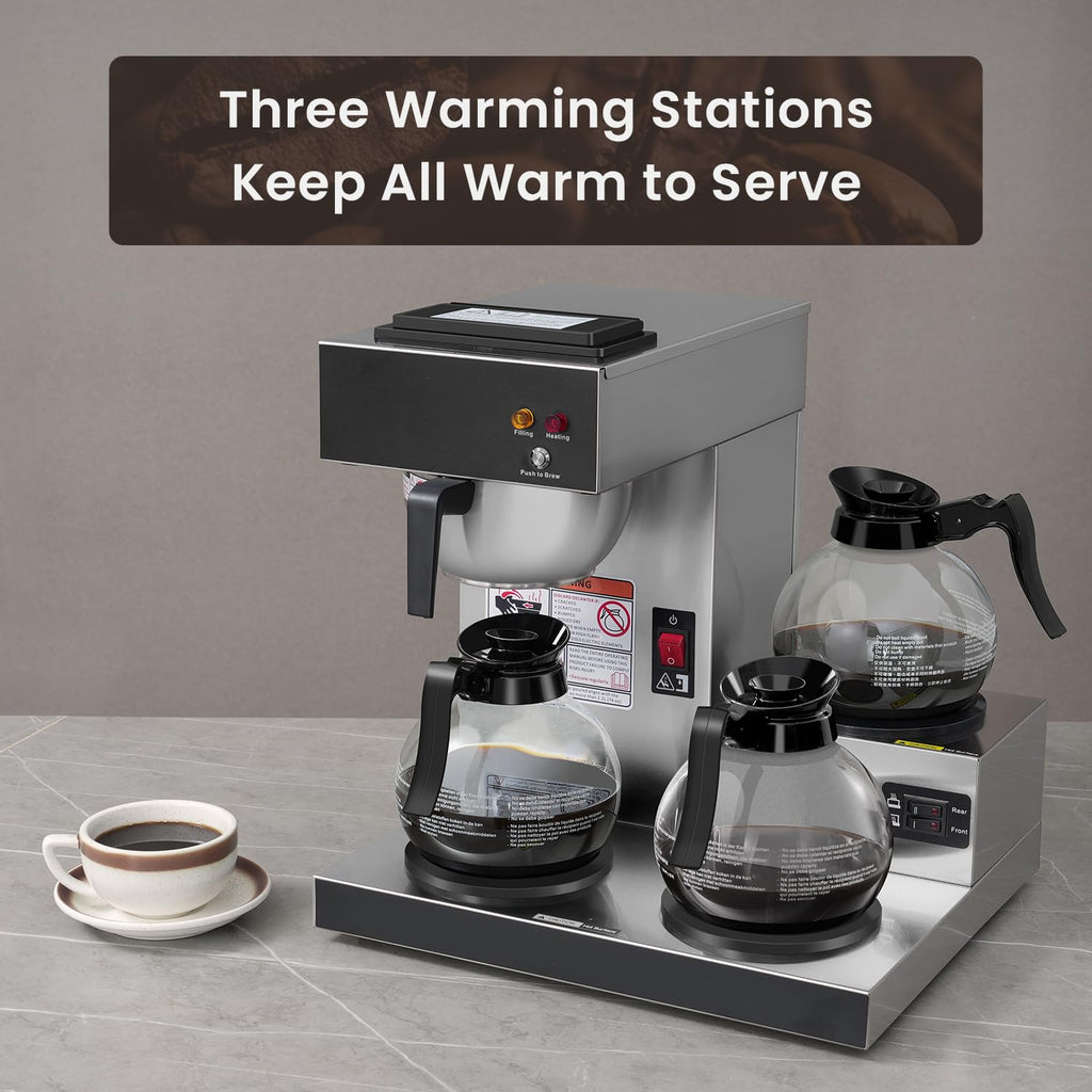 SYBO Commercial Coffee Maker with 3 Warmers and Decanters SF-CB-3GA