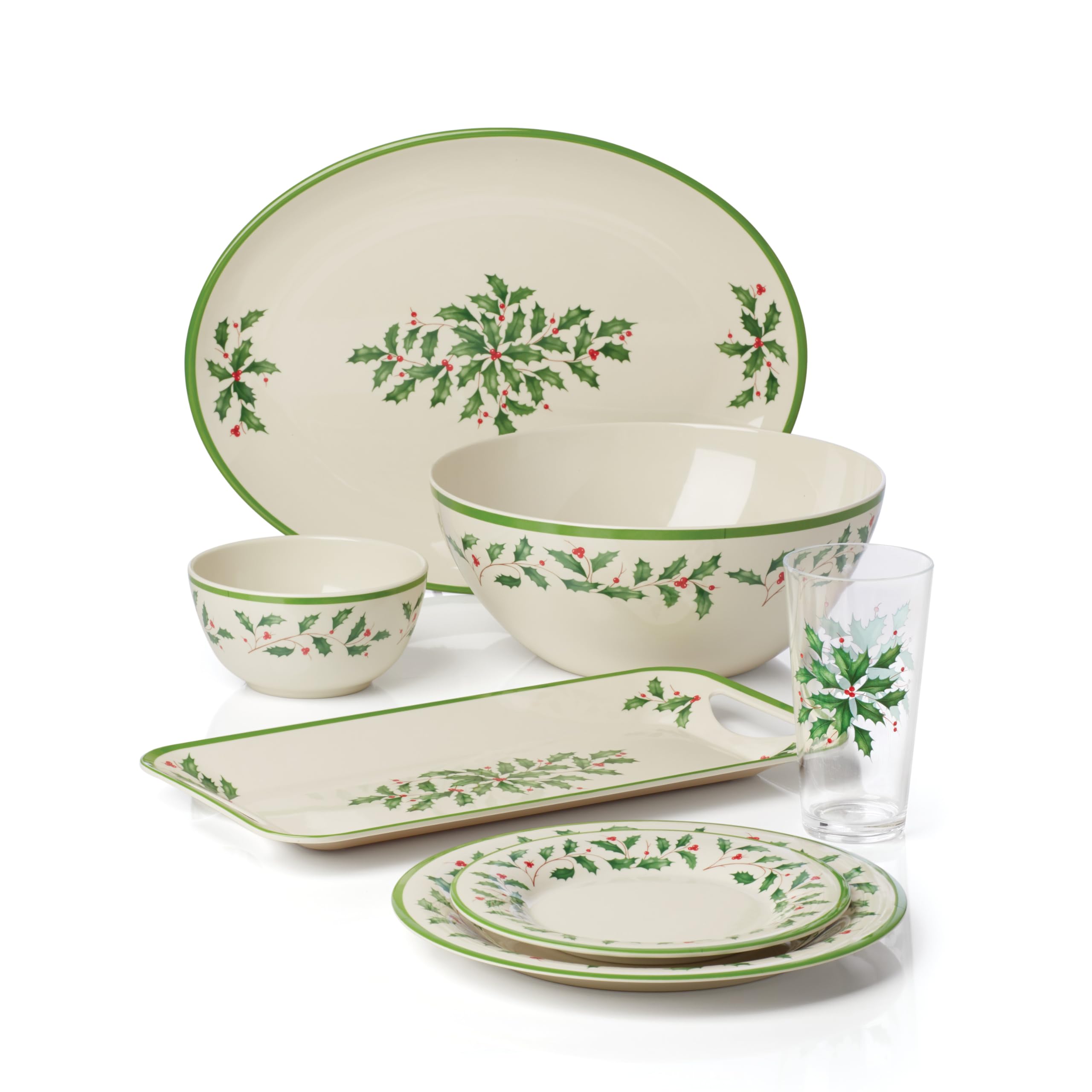 Lenox 863669 Holiday 4-Piece Melamine Dinner Plate Set, Christmas Dinnerware, Hosting