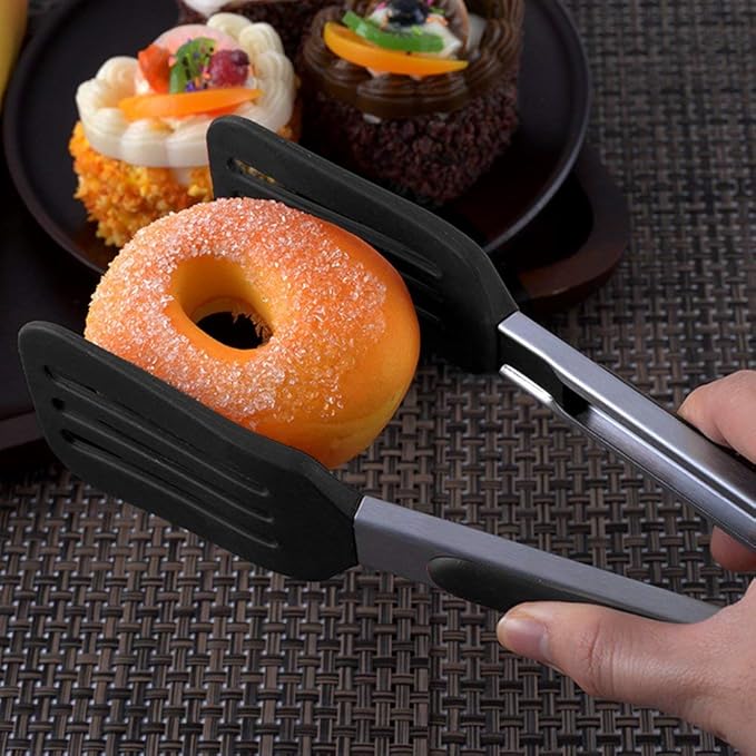 STARUBY 3 PCS Stainless Steel & Silicone Cooking Tongs Set (7", 9", 12")