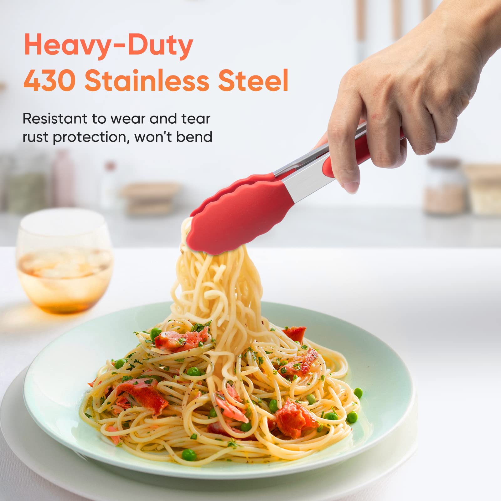 Small Silicone Tongs for Cooking, 3 PCS 7-Inch Mini Serving Tong