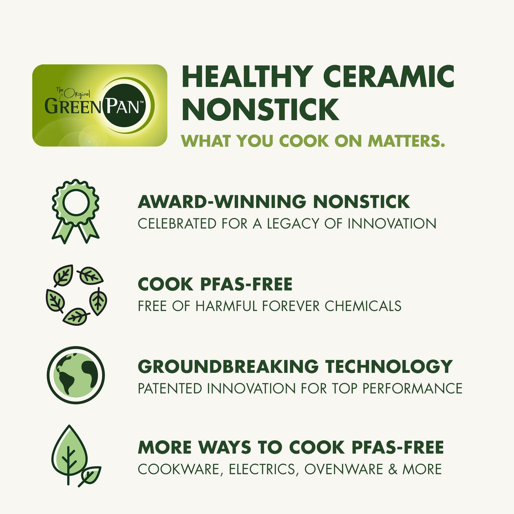 GreenPan Chatham Hard Anodized Healthy Ceramic Nonstick 10 Piece Cookware Pots and Pans Set, Frying Pan Skillets, Saucepans, Saute Pan, Stockpot, Lids, PFAS-Free, Dishwasher & Oven Safe, Gray