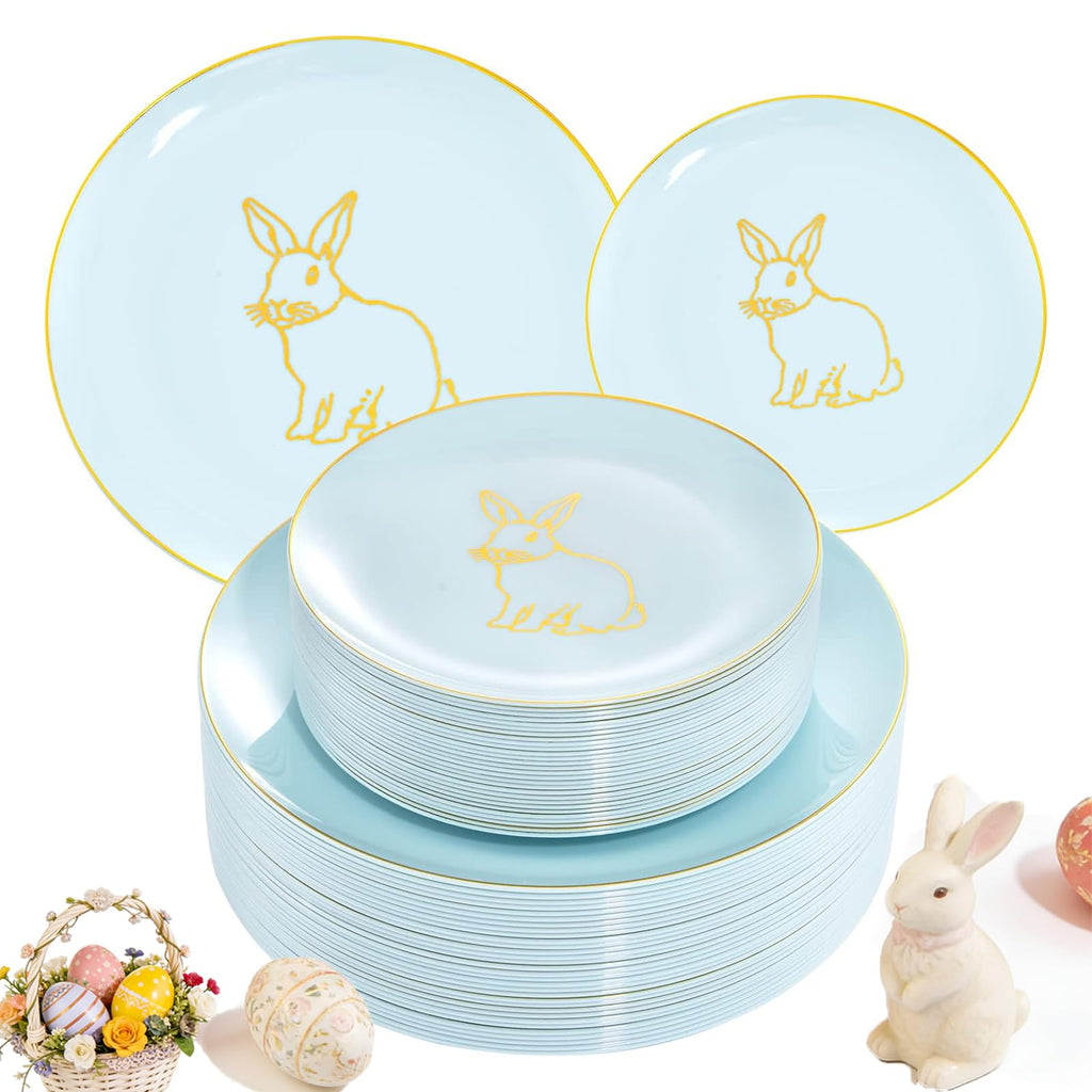 KIRE 60PCS Black Plastic Plates - Black Disposable Plates with Gold Rim - Include 30Pcs 10.25inch for Dinner and 30Pcs 7.5inch for Dessert for Wedding/Graduation/Party/Halloween