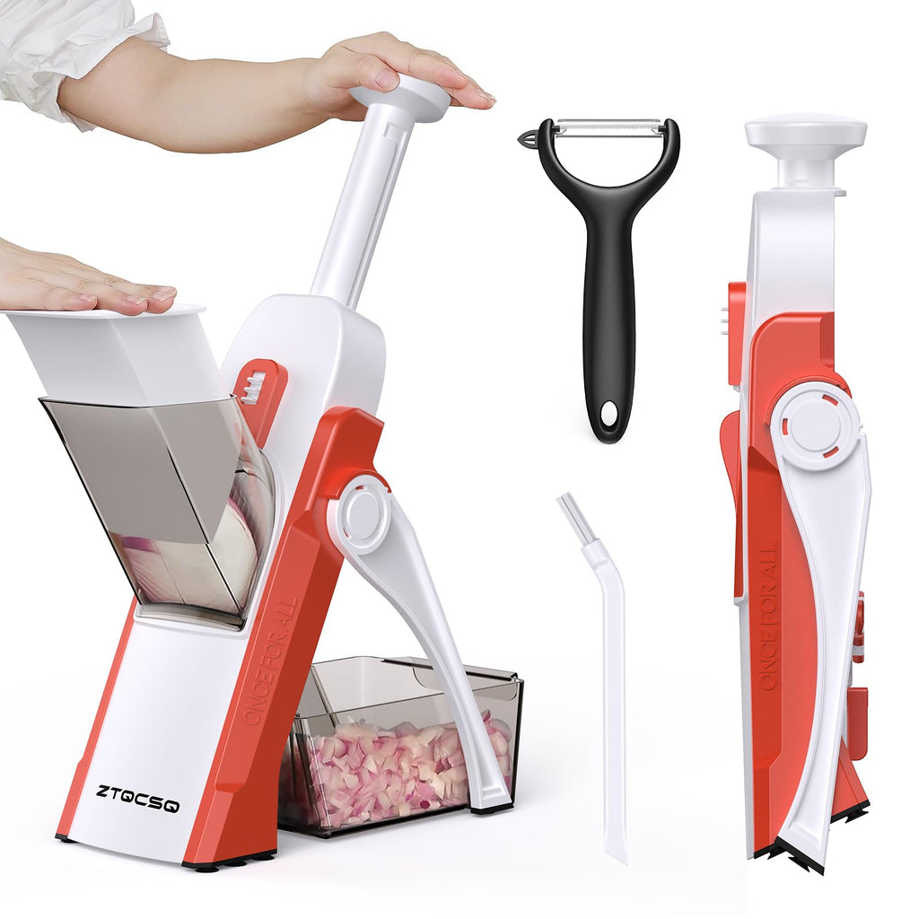 ZTQCSQ [All in 1] Safe Mandoline Veggie Slicer + Spiralizer for Kitchen