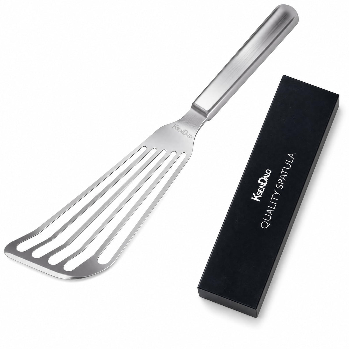 KSENDALO Thin Sturdy Fish Spatula Stainless Steel for Kitchen-Silver