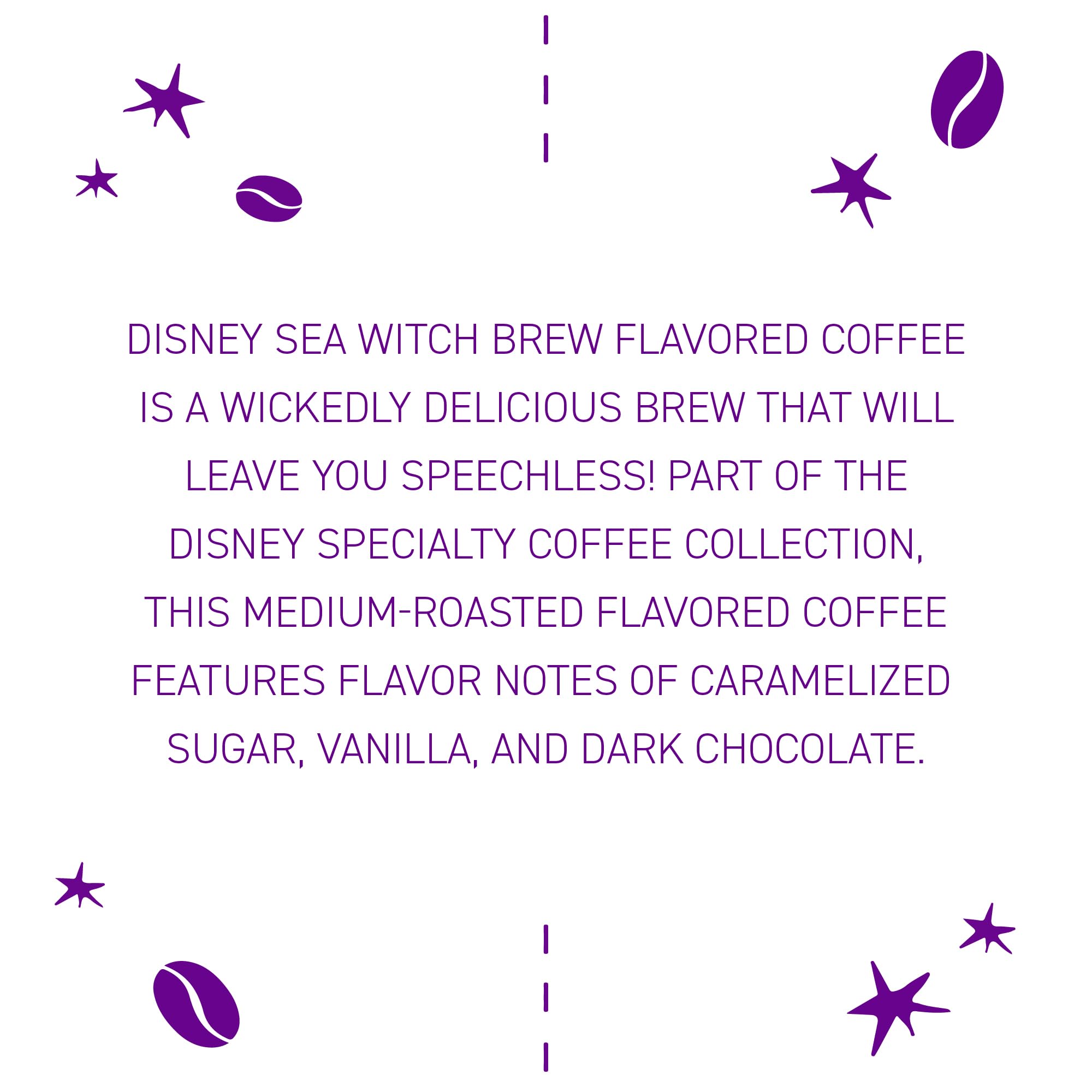 Joffrey's Sea Witch Brew - Disney Flavored Coffee, Notes of Caramelized Sugar, Dark Chocolate, Vanilla, Medium Roast, Brew or French Press (Ground, 11oz)