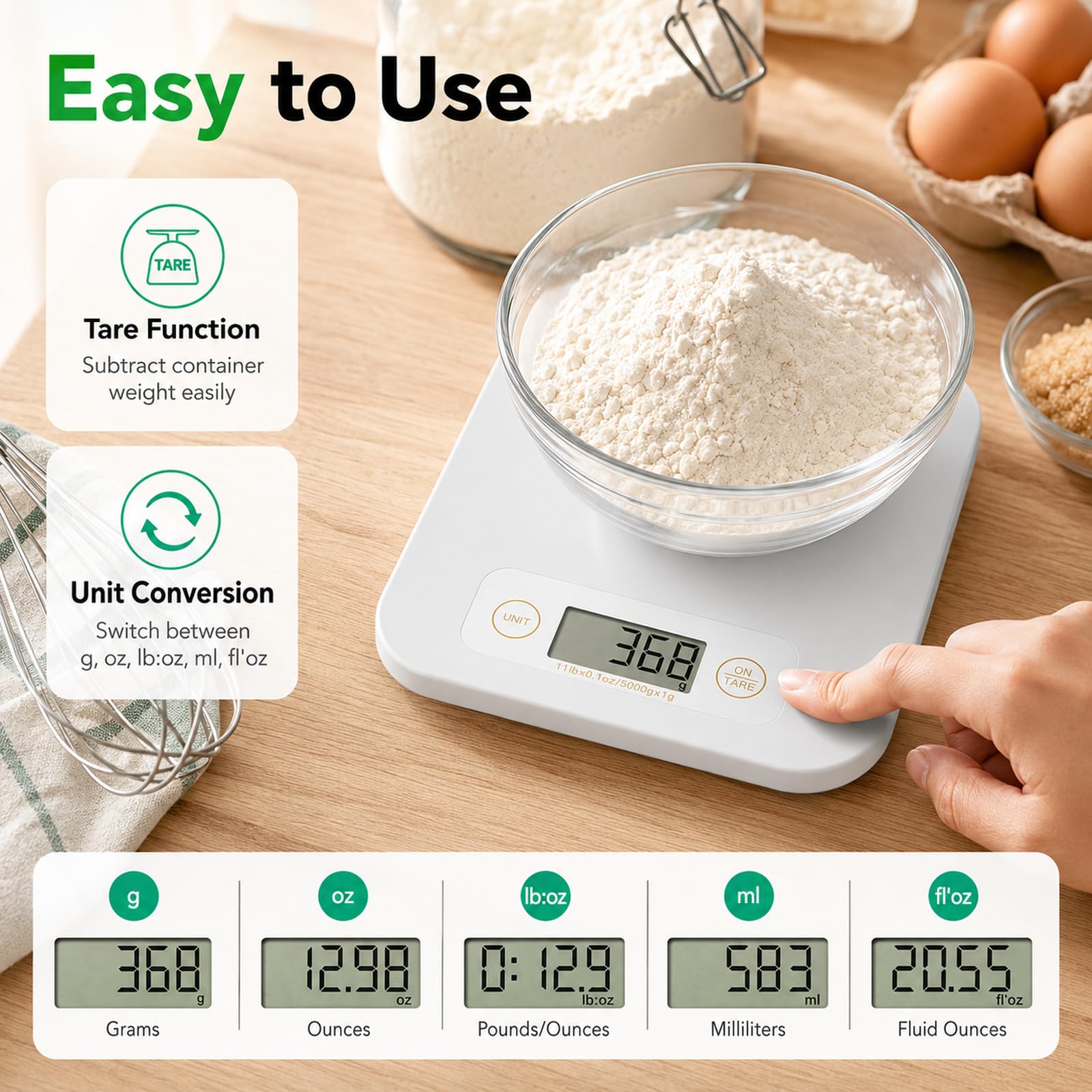 URAMAZ Smart Food Scale with Nutritional Calculator, Digital Kitchen Scale with Bluetooth App for Weight Loss, Food Weight Scale for Diet, Keto, Macro, Calories Counting, Tracking, 11lb